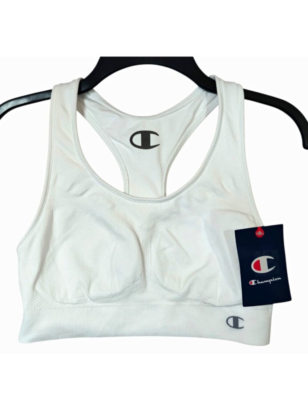 Champion The Infinity Racerback Sports Bra Large White Seamless Wireless NWT